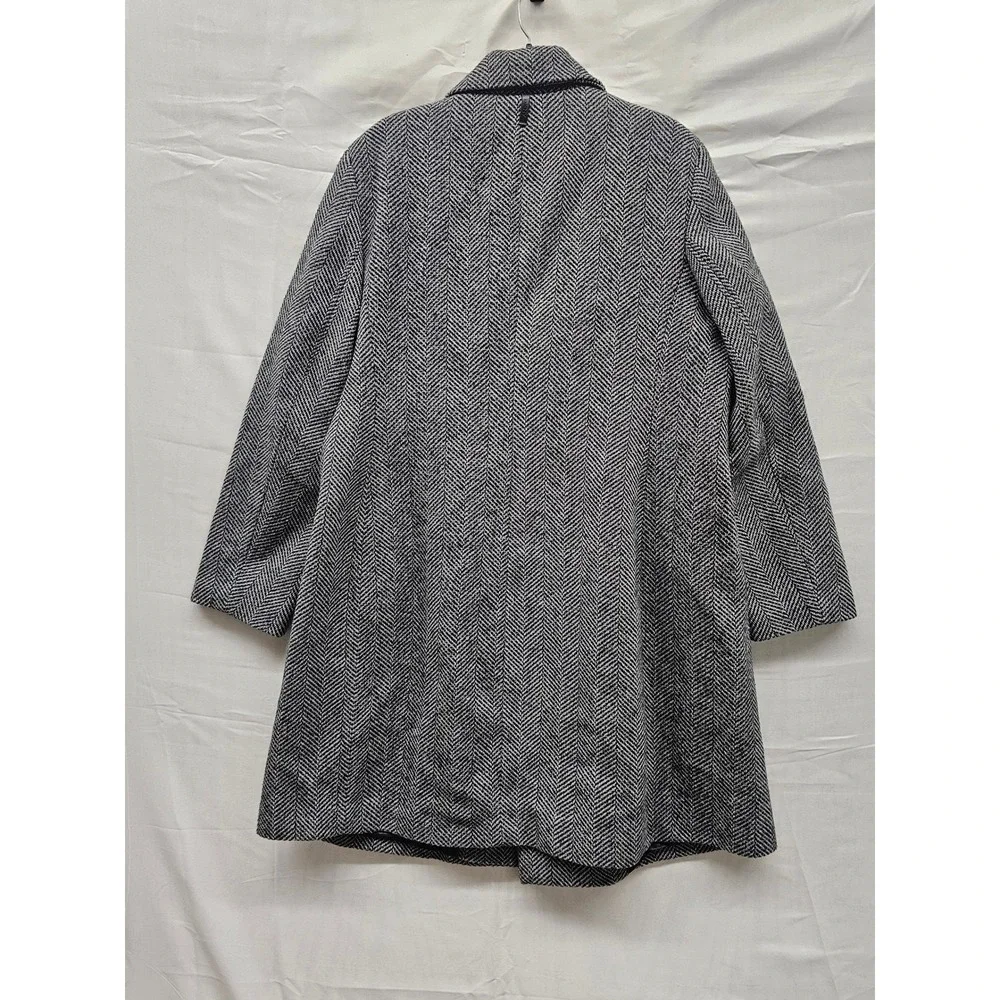 DKNY Womens Herringbone Coat Black Polyester Blend Casual Size 2XL